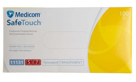 Перчатки виниловые Medicom SafeTouch S Прозрачные 100 шт 0000000016162 фото