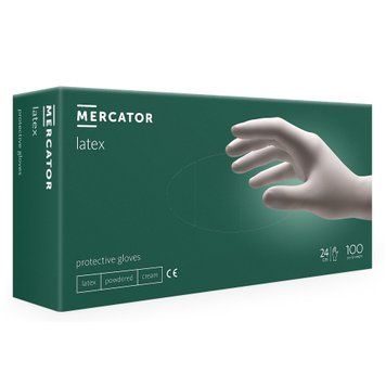 Перчатки латексные припудренные MERCATOR S 100шт 0000000010967 фото