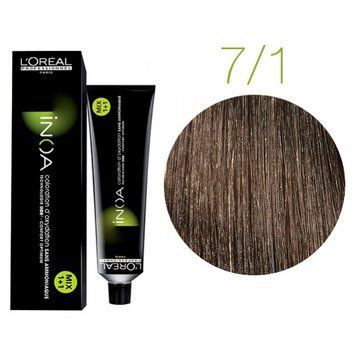 Крем-фарба для волосся Loreal Professionnel INOA 7/1 Попелястий блонд 60 мл 0000000015555 фото