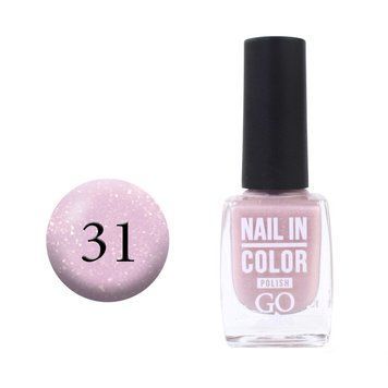Лак для нігтів GO Active Nail in Color №31 Прозорий пастельно-рожевий із золотистою слюдою 10 мл 0000000007020 фото