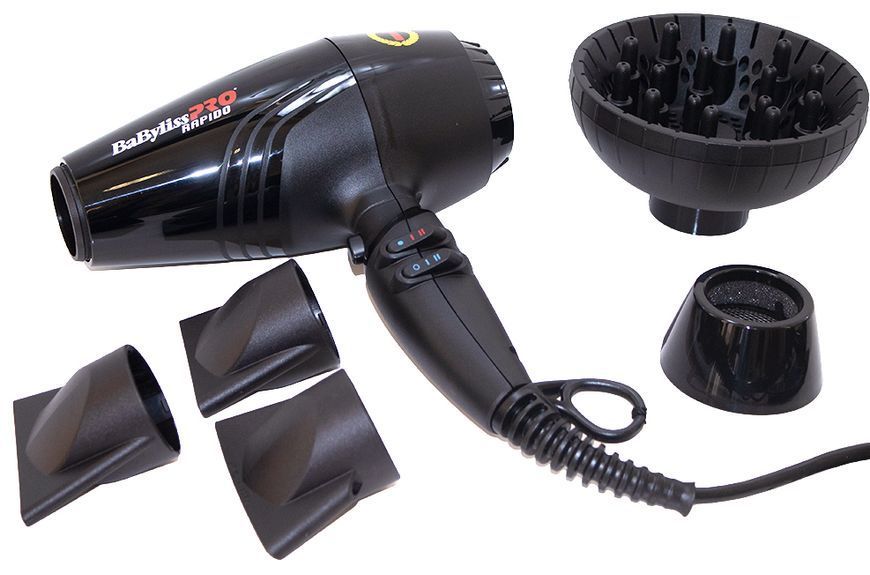 Фен для волос с ионизацией BaByliss Pro Rapido черный 2200 W 0000000012737 фото