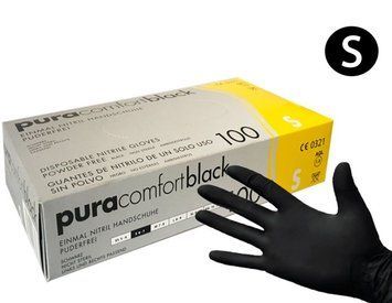 Перчатки нитриловые Puracomfort SafeTouch Advanced Slim черные S 100 шт 0000000019996 фото
