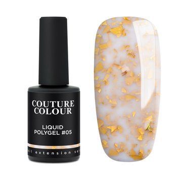 Полігель рідкий Couture Color Liquid Polygel №05 Молочний з золотими пластівцями 9 мл 0000000020660 фото