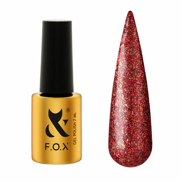 Гель-лак для ногтей FOX Moulin Rouge Brilliance №008 Ярко-красный с золотой поталью 7 мл 0000000023146 фото