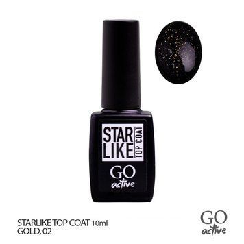 Закрепитель гель-лака с Шимер GO Active Starlike Top Coat №02 Gold 10 мл 0000000004876 фото
