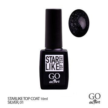 Закрепитель гель-лака с Шимер GO Active Starlike Top Coat №01 Silver 10 мл 0000000004877 фото